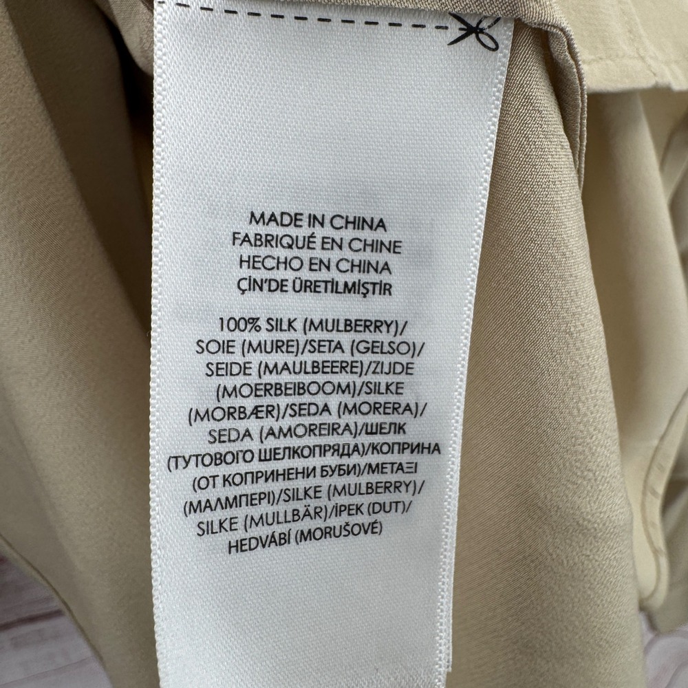 Polo Ralph Lauren Shirt Blouse‎ Size 14 Tan Mulberry Silk Button Down Pockets - Picture 6 of 9
